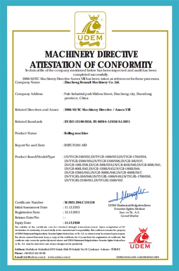 MACHINERY DIRECTIVEATIESTATION OF CONFORMITY