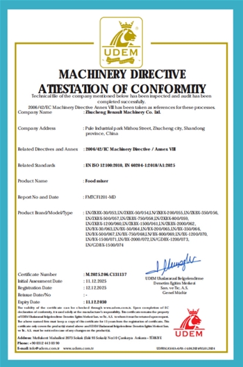MACHINERY DIRECTIVEATIESTATION OF CONFORMIIY